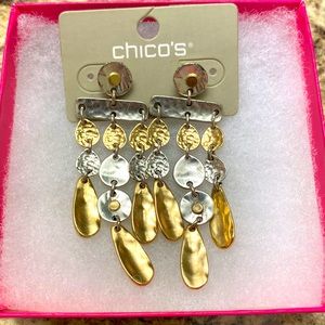 Chico’s Mixed-Metal Hammered Stud-Chandelier Earrings